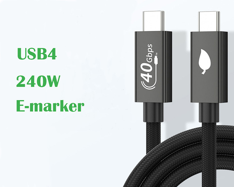 Câble de données USB-C tressé en nylon USB4 5A 8K PD240W