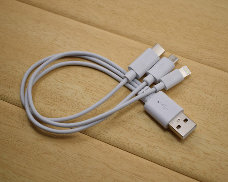 Câble de charge personnalisé Type C Mini 3 en 1 pour batterie externe, câble micro USB