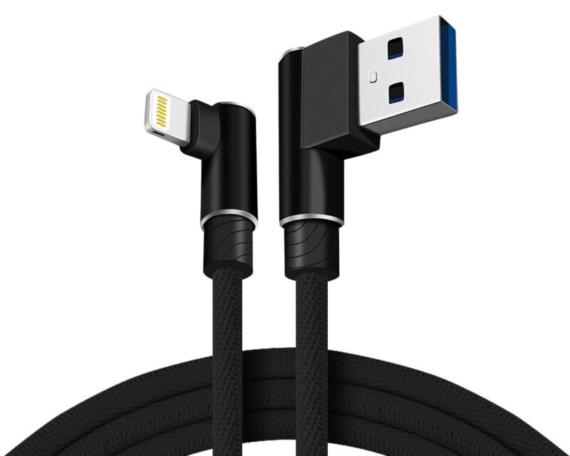 Doule 90 USB A To Lightning(braided)